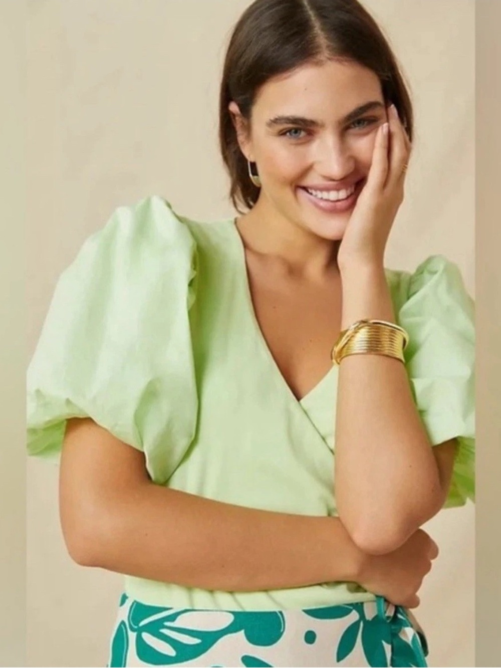 Anthropologie Maeve Green Wrap Top, Size XS